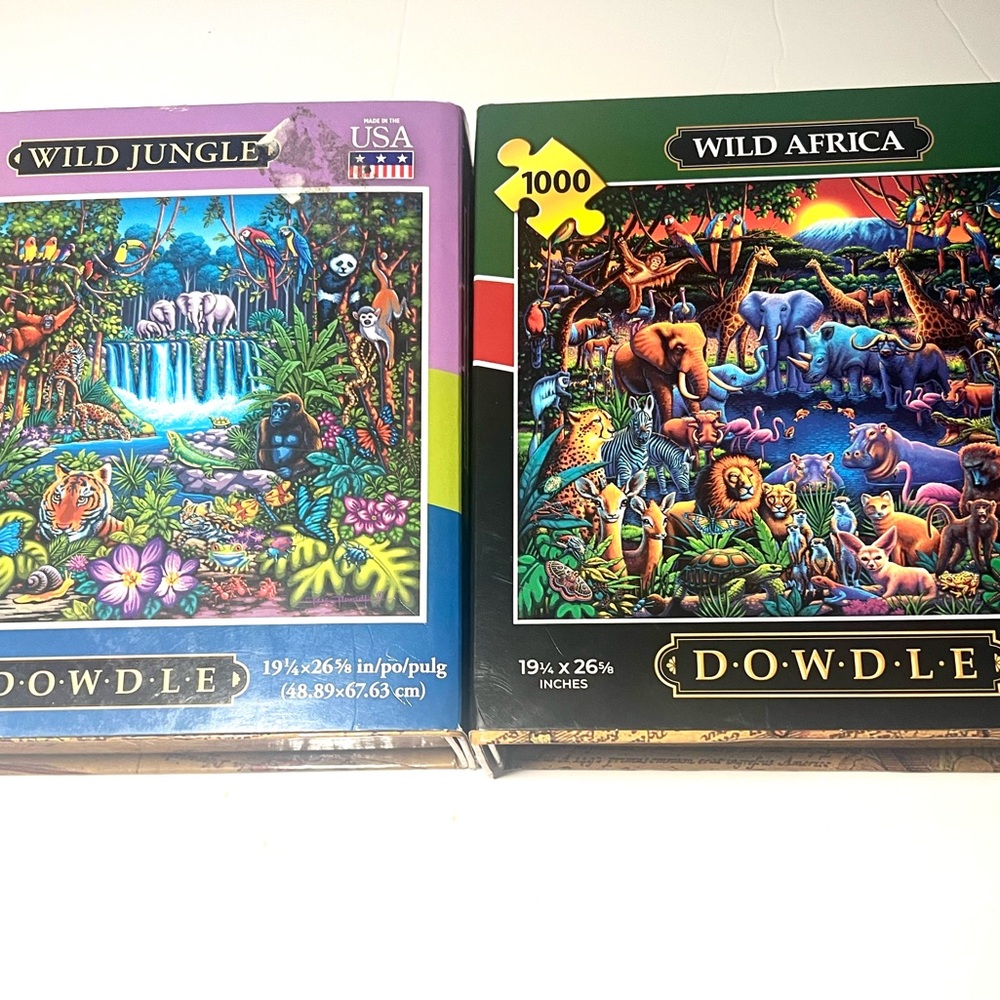 Dowdle 2pc Wild Jungle and Wild Africa Puzzle 1000pcs each bundle- Colorful